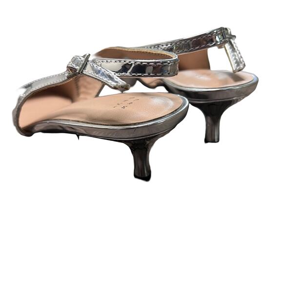 A NEW DAY Priscilla Rhinestone Bow Slingback Kitten Heels Silver - Picture 5 of 5